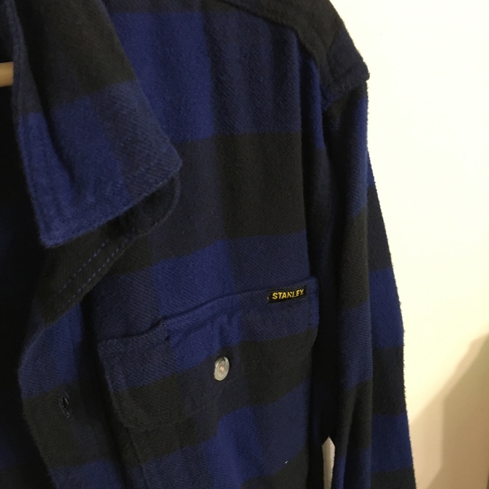 Blue and Black Checkered Long Sleeve Button Up - Picture 3 of 4